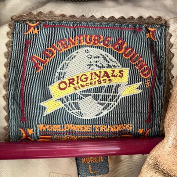 ADVENTURE BOUND ORIGINALS WORLDWIDE TRADING CO BOMBER  LEATHER JACKET BELT ZIP - Picture 3 of 16